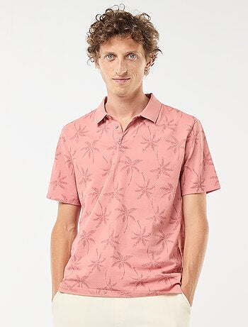 Polo de malha piqué com motivo all-over
