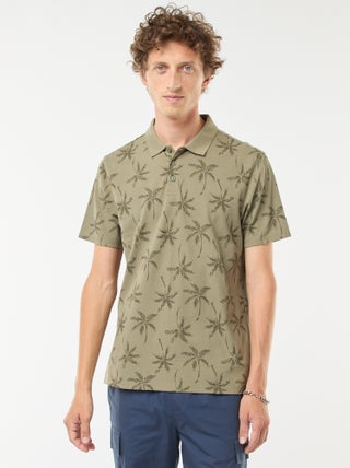 Polo de malha piqué com motivo all-over