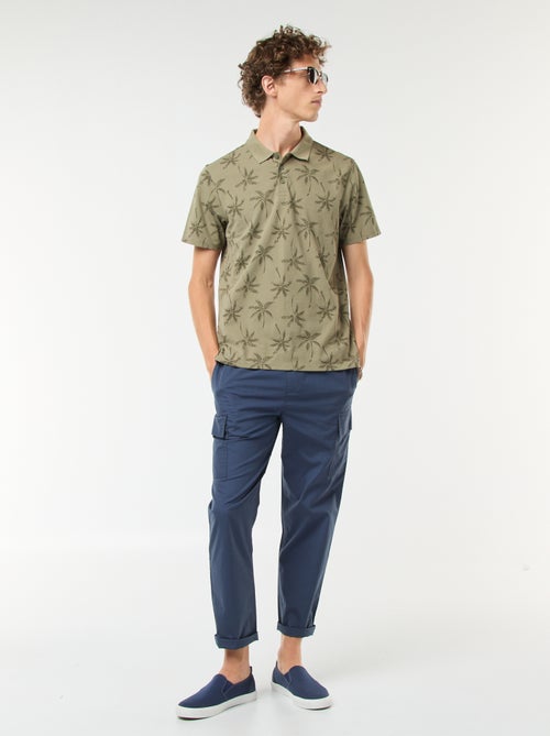 Polo de malha piqué com motivo all-over - Kiabi