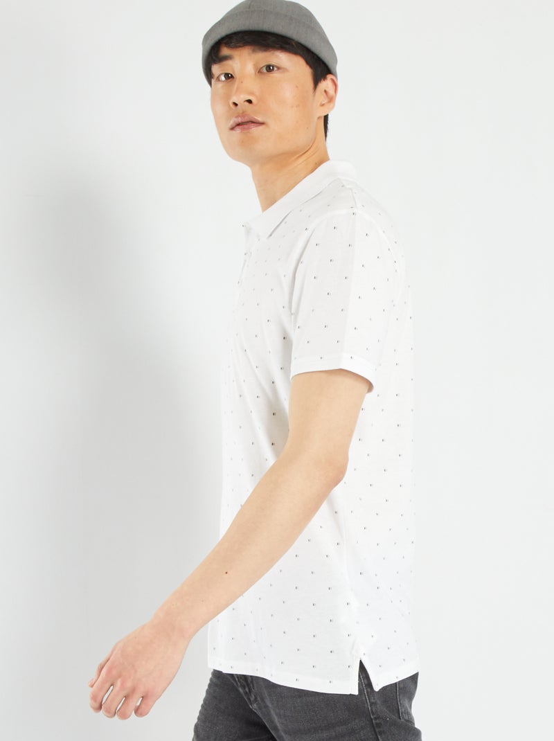 Polo de manga com estampado BRANCO - Kiabi