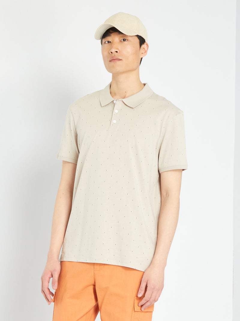 Polo de manga com estampado CINZA - Kiabi