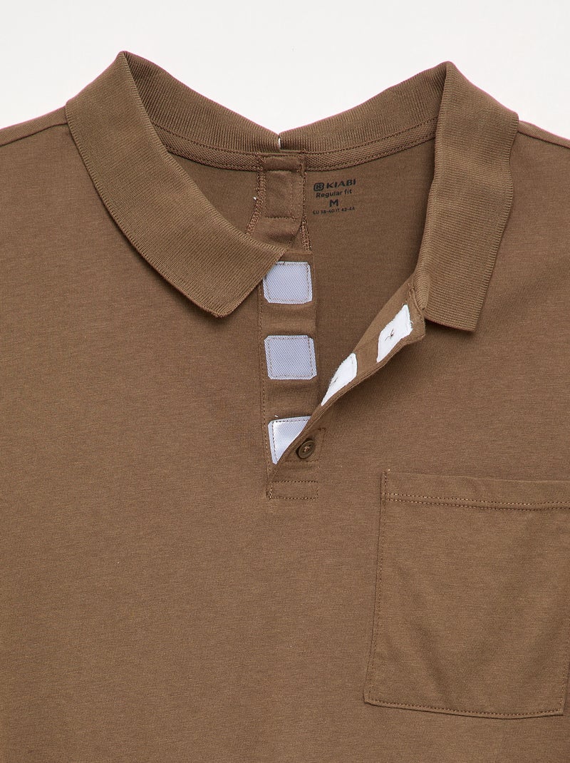 Polo de manga comprida - coleção fácil de vestir Castanho - Kiabi