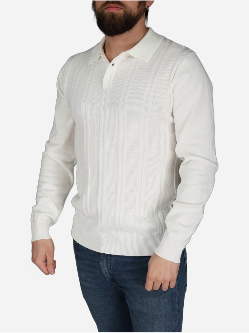 Polo de manga comprida - Frilivin Branco - Kiabi
