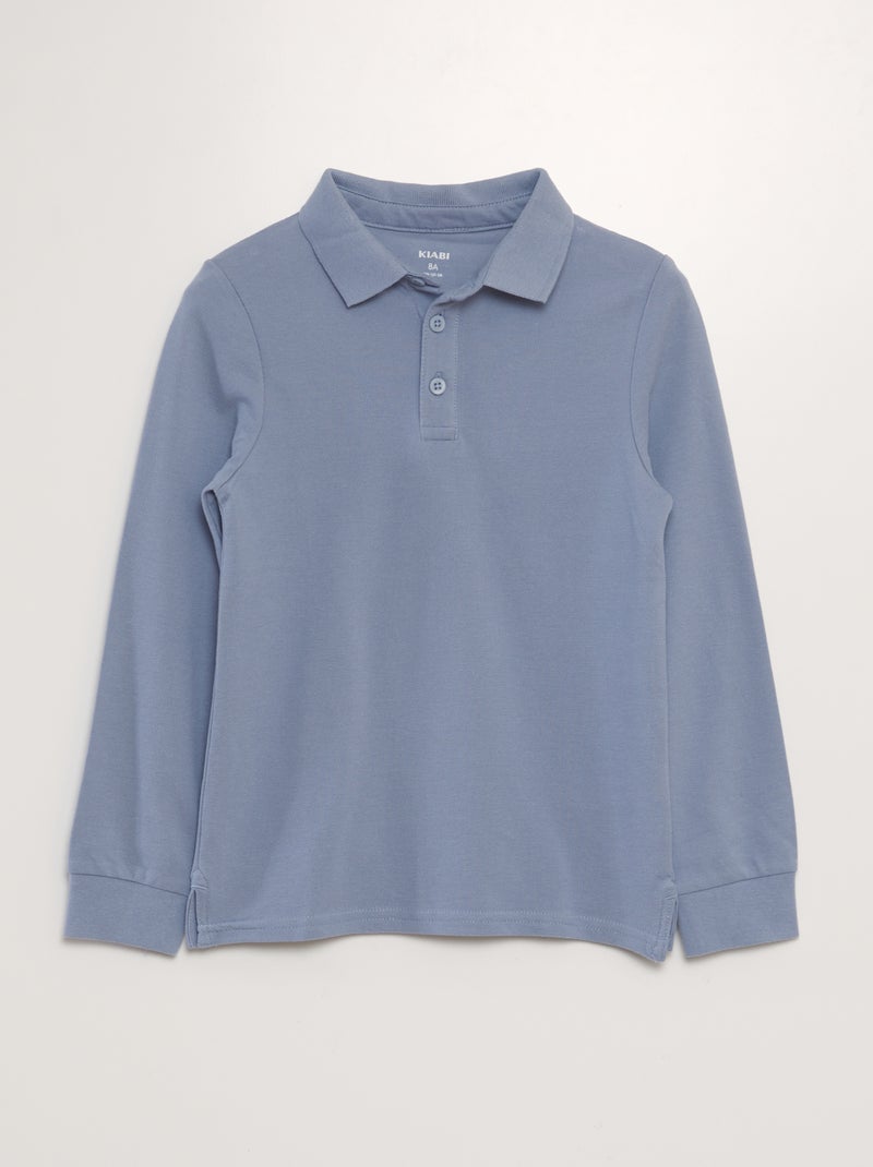Polo de manga comprida AZUL - Kiabi