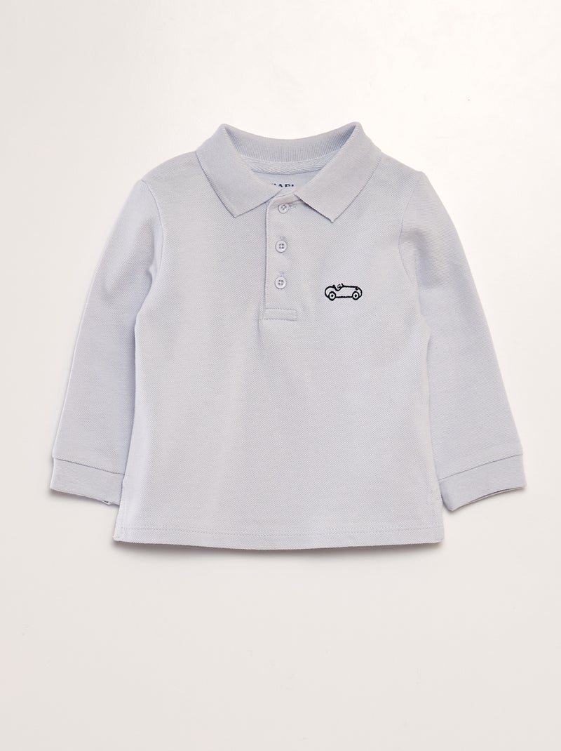 Polo de manga comprida AZUL - Kiabi