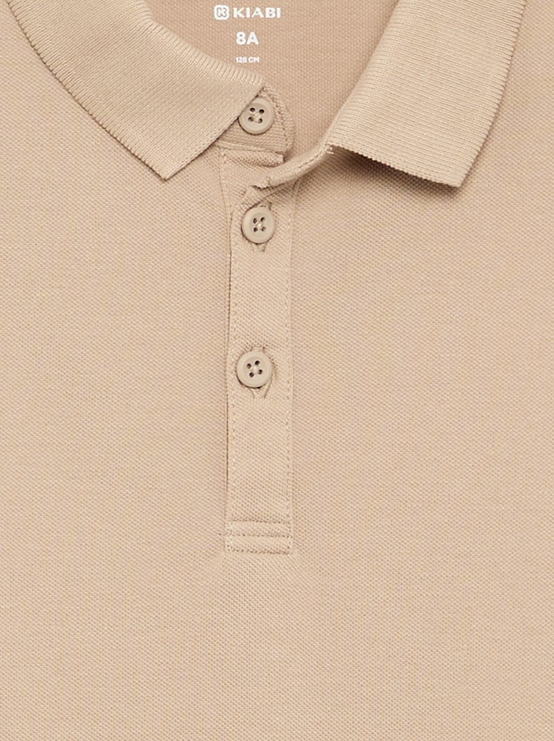 Polo de manga comprida Bege - Kiabi