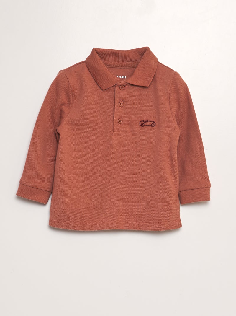Polo de manga comprida CASTANHO - Kiabi
