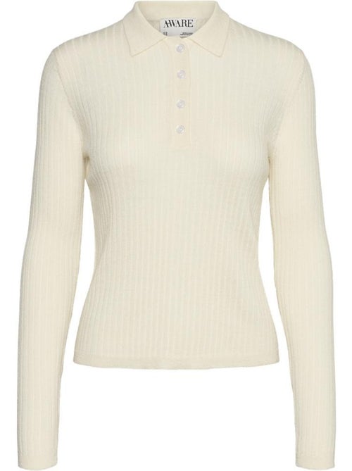 Polo de Manga Comprida Cru para Mulher Vero Moda Mohana - Kiabi Polo de Manga Comprida Cru para Mulher Vero Moda Mohana - Kiabi