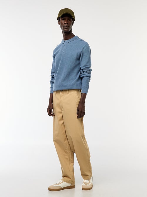 Polo de manga comprida de malha de fantasia - Kiabi