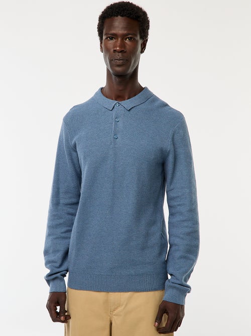 Polo de manga comprida de malha de fantasia - Kiabi