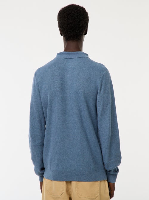 Polo de manga comprida de malha de fantasia - Kiabi