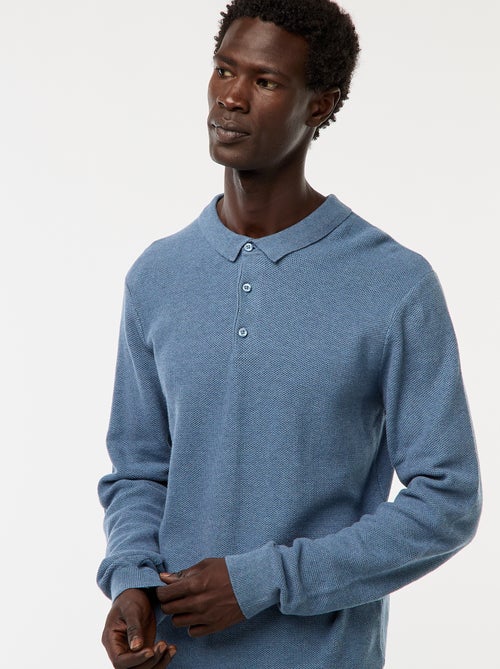 Polo de manga comprida de malha de fantasia - Kiabi