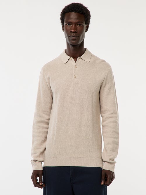 Polo de manga comprida de malha de fantasia - Kiabi