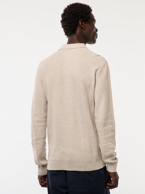 Polo de manga comprida de malha de fantasia - Kiabi