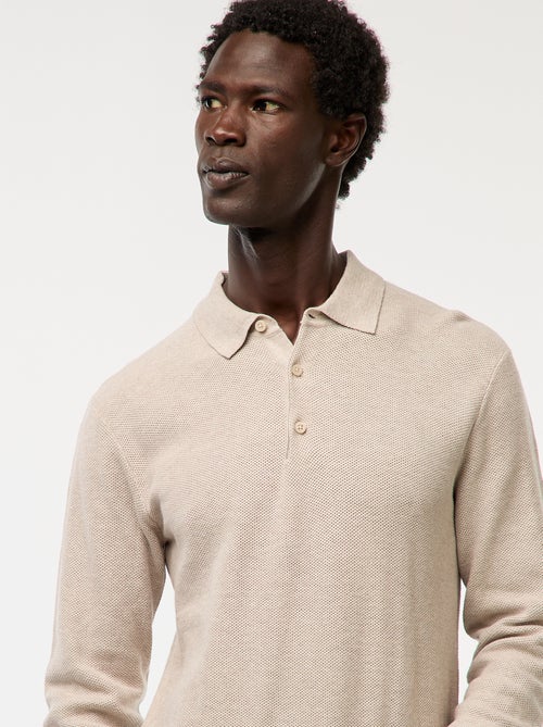 Polo de manga comprida de malha de fantasia - Kiabi