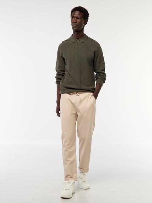 Polo de manga comprida de malha de fantasia - Kiabi