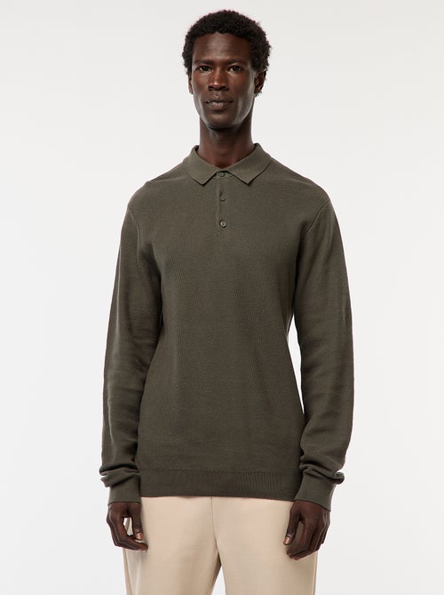 Polo de manga comprida de malha de fantasia - Kiabi