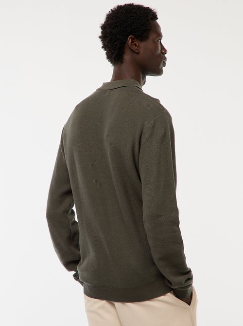 Polo de manga comprida de malha de fantasia - Kiabi