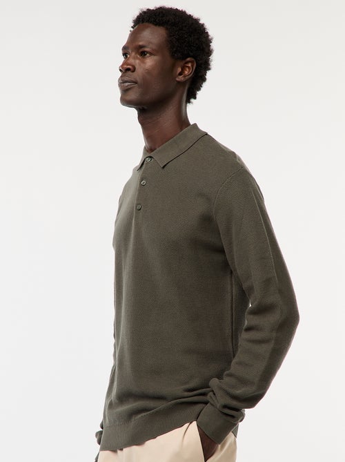 Polo de manga comprida de malha de fantasia - Kiabi