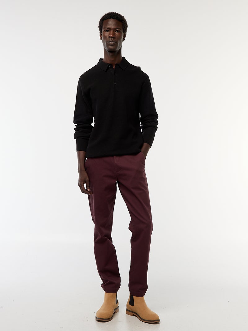 Polo de manga comprida de malha de fantasia Preto - Kiabi