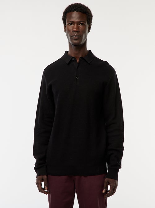 Polo de manga comprida de malha de fantasia - Kiabi