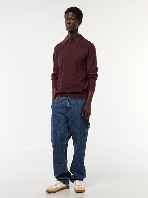 Polo de manga comprida de malha de fantasia - Kiabi