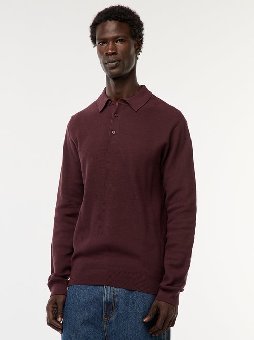 Polo de manga comprida de malha de fantasia - Kiabi