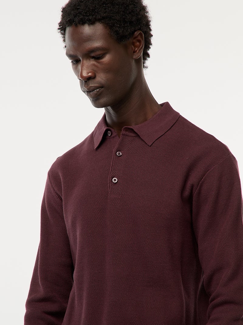 Polo de manga comprida de malha de fantasia Violeta - Kiabi