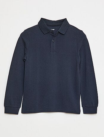 Polo de manga comprida de malha piqué