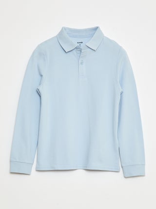 Polo de manga comprida de malha piqué