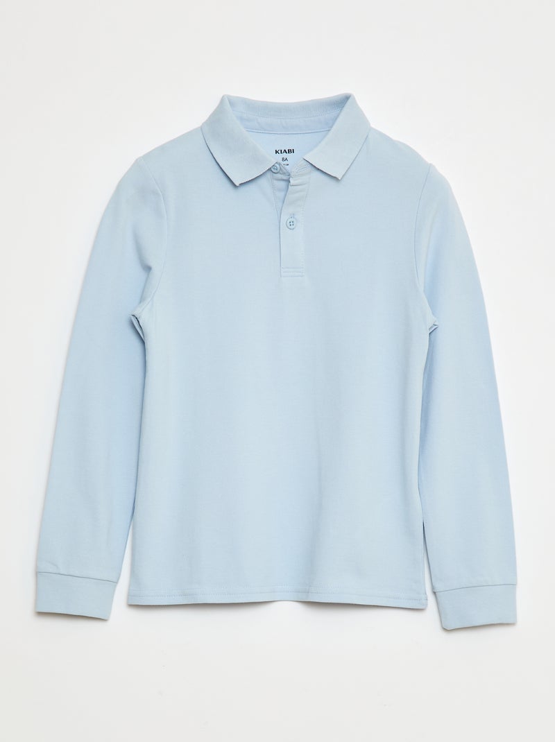Polo de manga comprida de malha piqué Azul - Kiabi