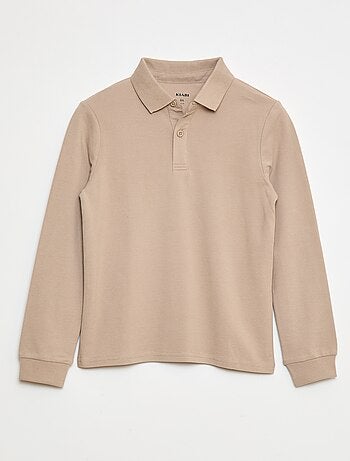 Polo de manga comprida de malha piqué