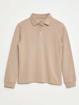 Polo de manga comprida de malha piqué