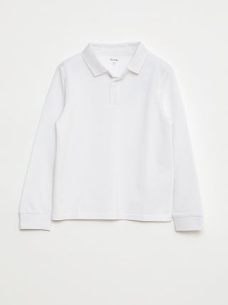 Polo de manga comprida de malha piqué