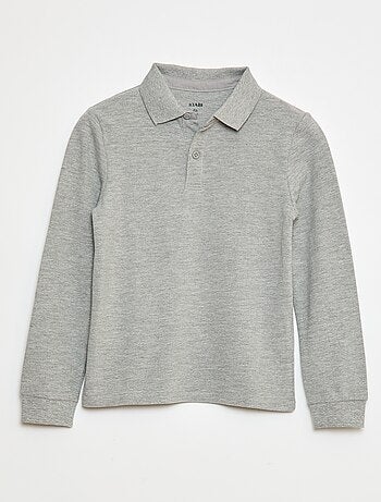 Polo de manga comprida de malha piqué