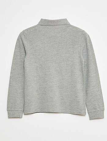 Polo de manga comprida de malha piqué
