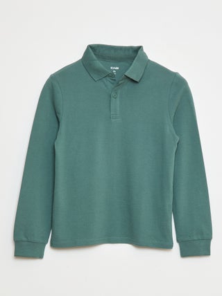 Polo de manga comprida de malha piqué