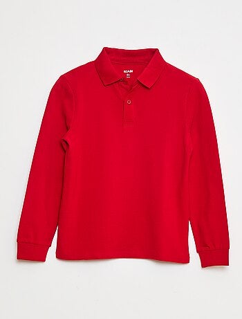 Polo de manga comprida de malha piqué
