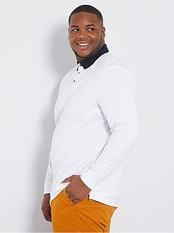 Polo de manga comprida em piqué - Kiabi