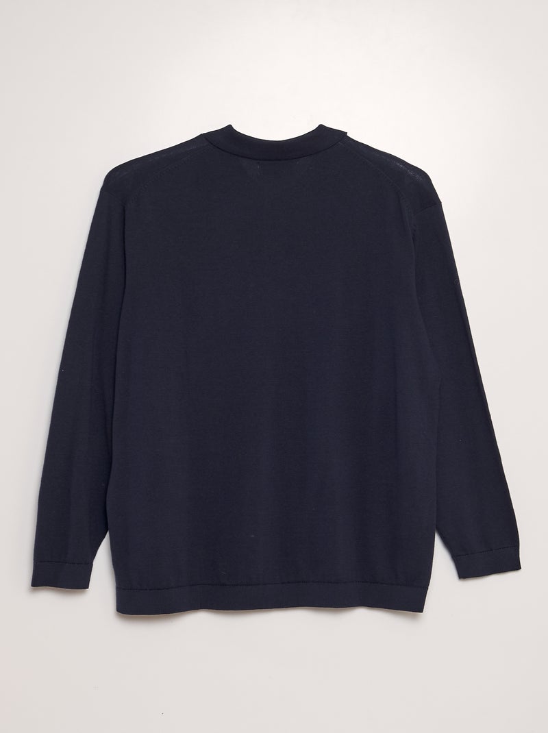 Polo de manga comprida em tricô AZUL - Kiabi