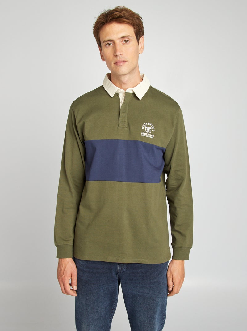 Polo de manga comprida estilo rugby CAQUI - Kiabi