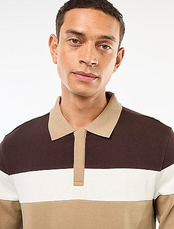Polo de manga comprida estilo rugby com espírito colorblock