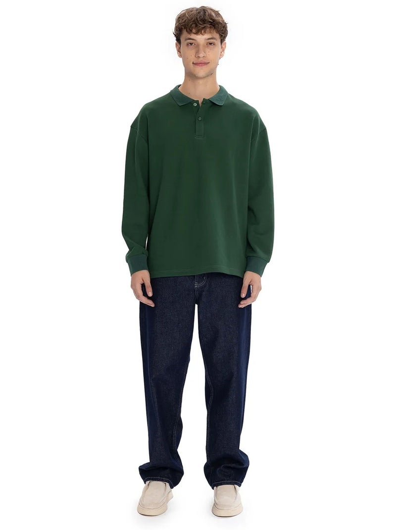 Polo de manga comprida giesto Verde garrafa - Kiabi