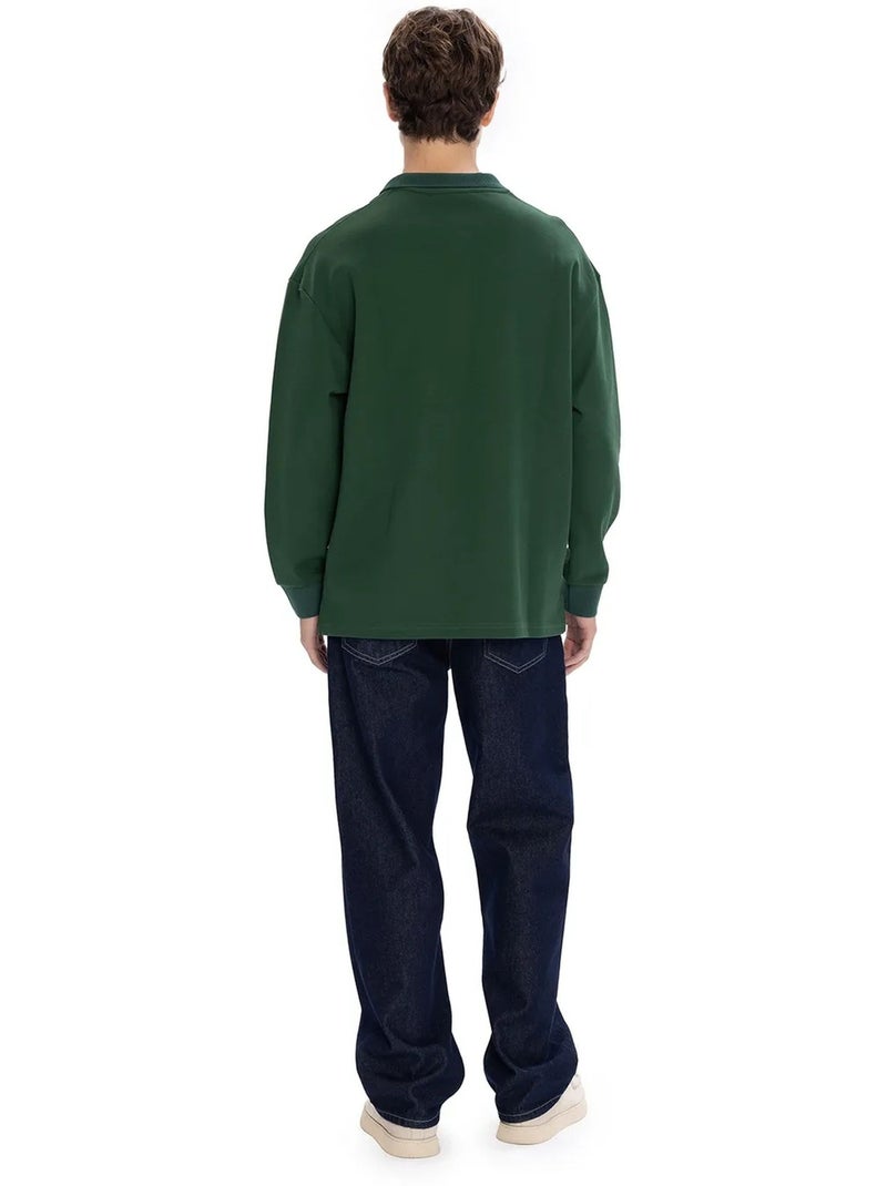 Polo de manga comprida giesto Verde garrafa - Kiabi
