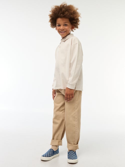 Polo de manga comprida liso - Kiabi