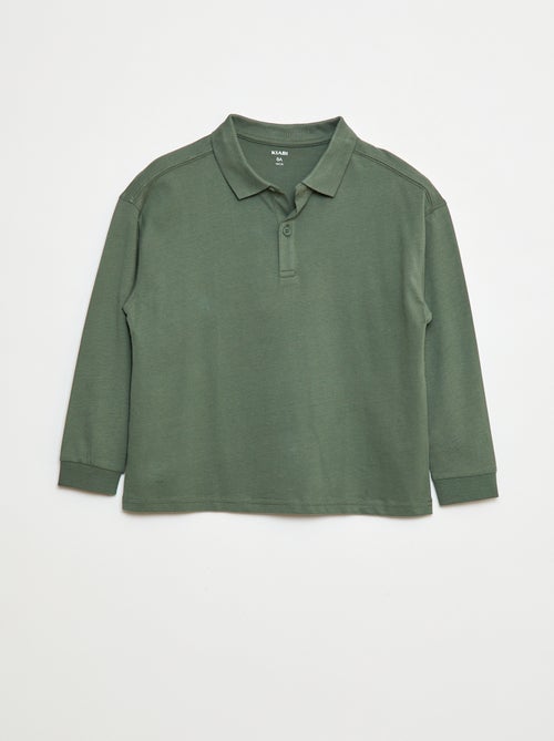 Polo de manga comprida liso - Kiabi