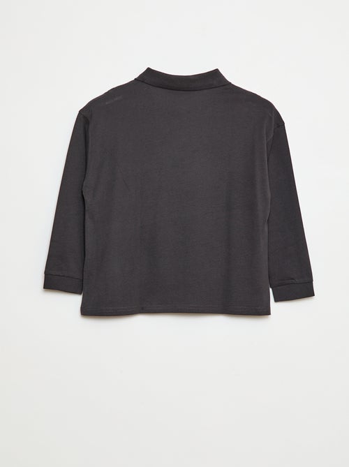 Polo de manga comprida liso - Kiabi