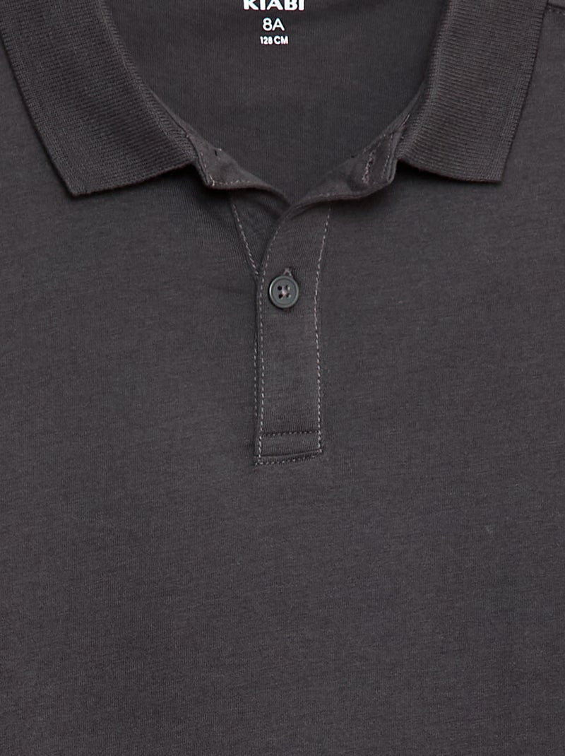 Polo de manga comprida liso Cinza - Kiabi