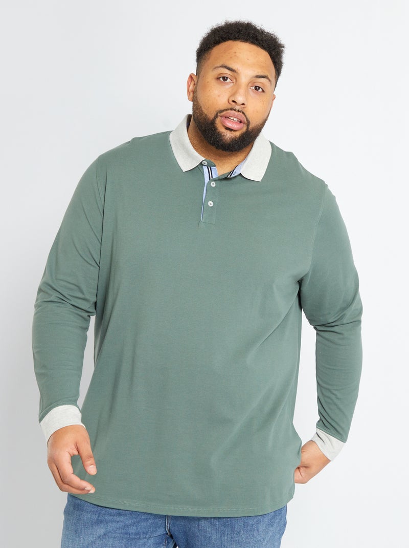 Polo de manga comprida VERDE - Kiabi
