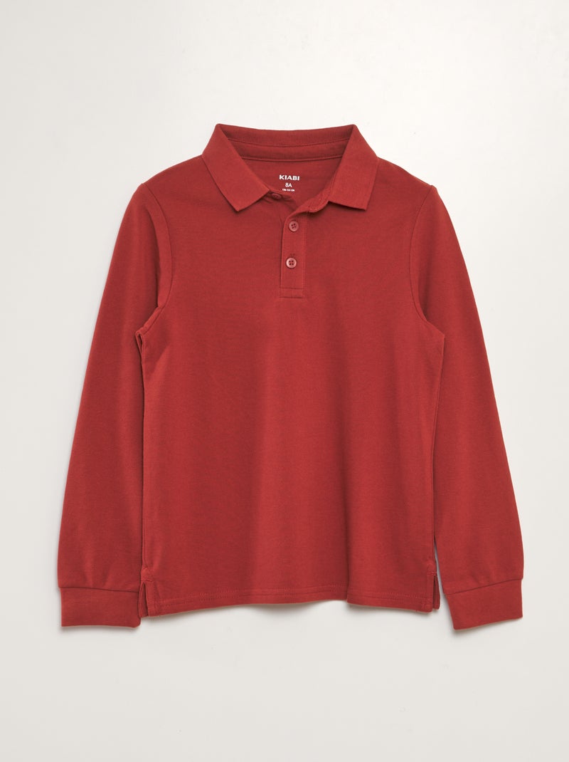 Polo de manga comprida VERMELHO - Kiabi